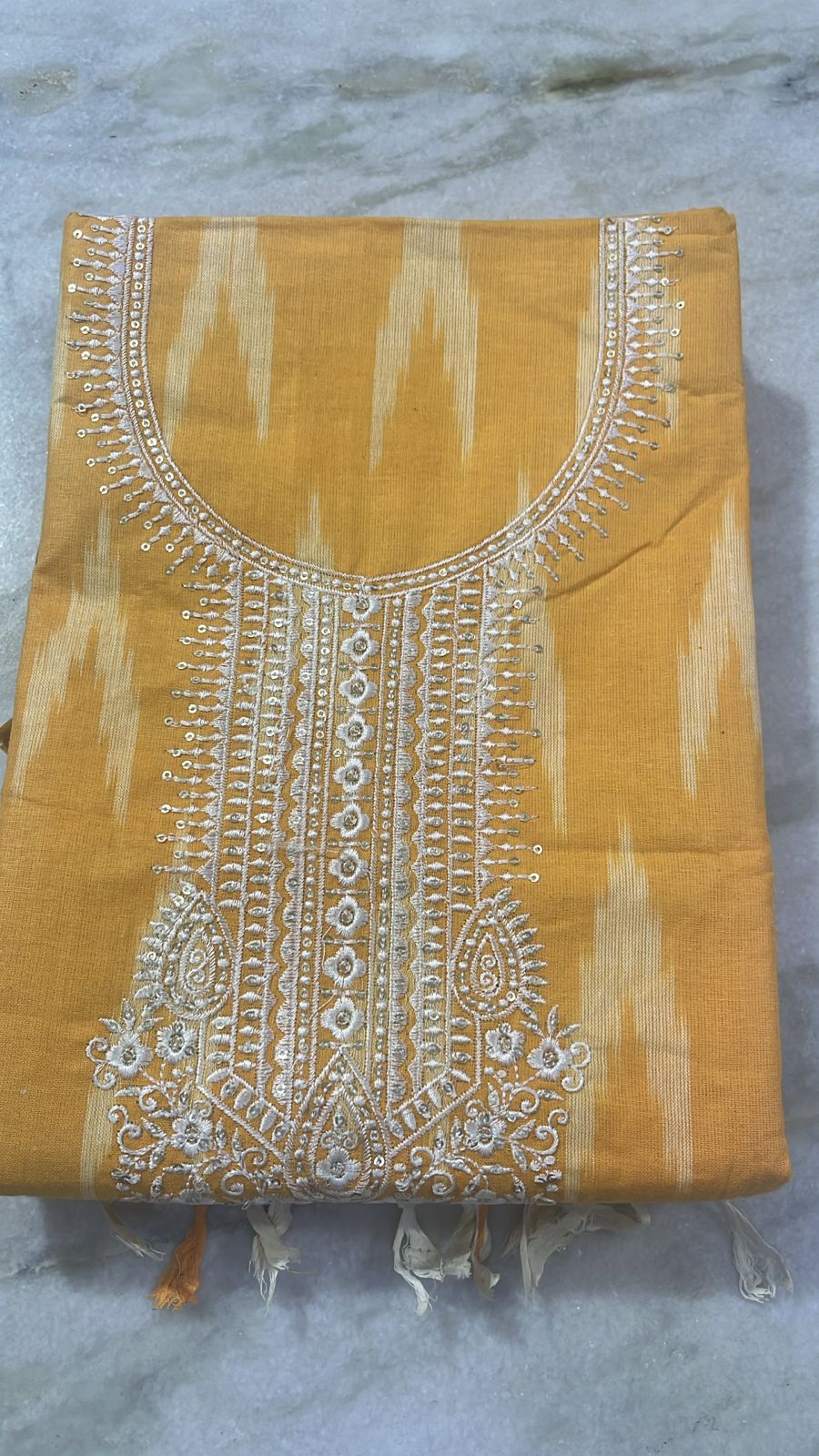 Ikkat Khadi Cotton Unstiched Ladies Suit - 3 Piece Set